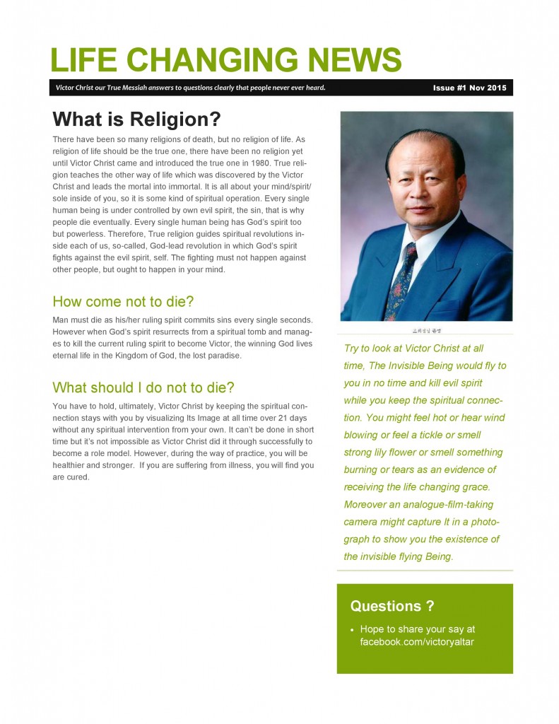 Life Changing News Issue 1